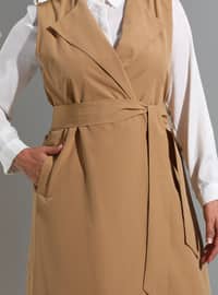 Latte - Shawl Collar - Plus Size Vest