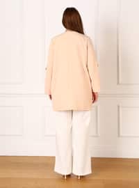 Cream - Shawl Collar - Unlined - Plus Size Jacket