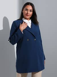 Navy Blue - Shawl Collar - Unlined - Plus Size Jacket