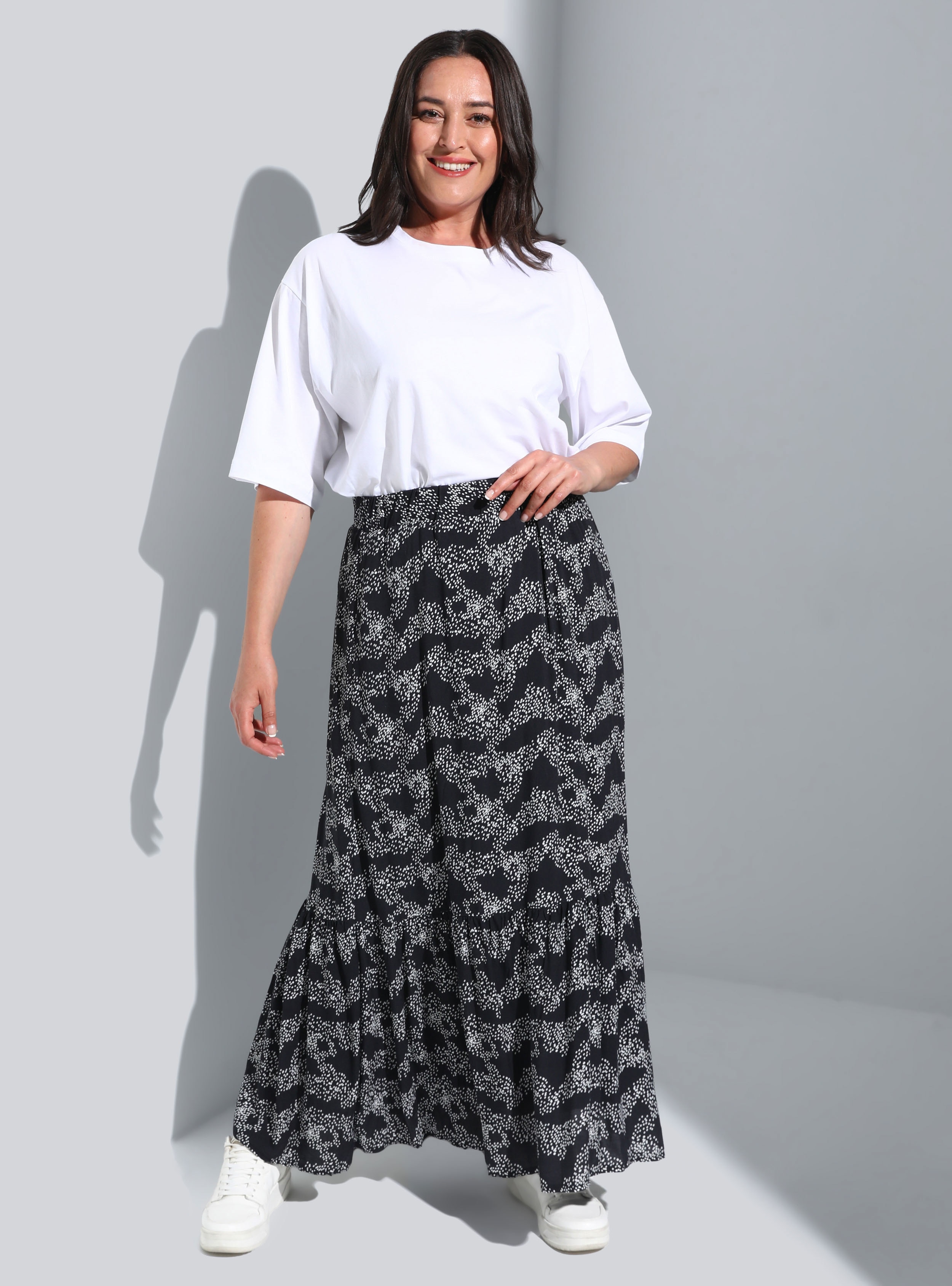 Black - White - Multi - Fully Lined - Plus Size Skirt