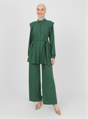 Light Emerald - Unlined - Point Collar - Suit - Refka