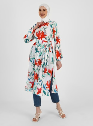 Coral - Floral - Point Collar - Tunic - Refka