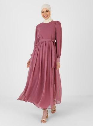 Dusty Rose - Ethnic - Crew neck - Fully Lined - Modest Dress - Refka