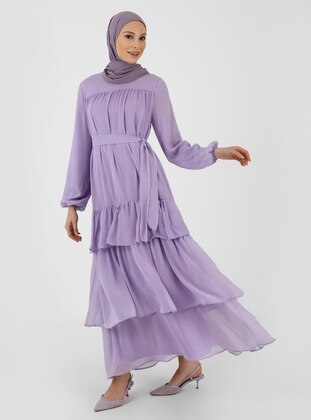 Dusty Lilac - Crew neck - Fully Lined - Modest Dress - Refka