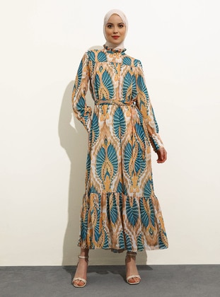 Petrol - Ethnic - Polo neck - Fully Lined - Modest Dress - Refka