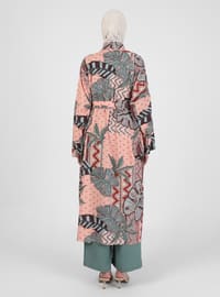 Multi Color - Multi - Unlined - Double-Breasted - Abaya