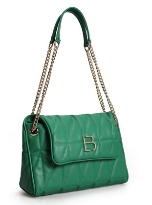 Lucky Bees Patterned Chain Strap Women's Hand And Shoulder Bag Green