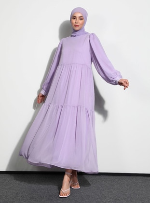 Dusty Lilac - Crew neck - Fully Lined - Modest Dress - Benin