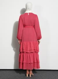 Coral - Crew neck - Fully Lined - Modest Dress