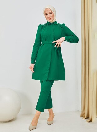 Emerald - Unlined - Cuban Collar - Suit - Bayanca Moda