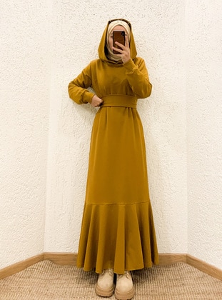 Olive Green -  - Unlined - Modest Dress - Ceylan Otantik