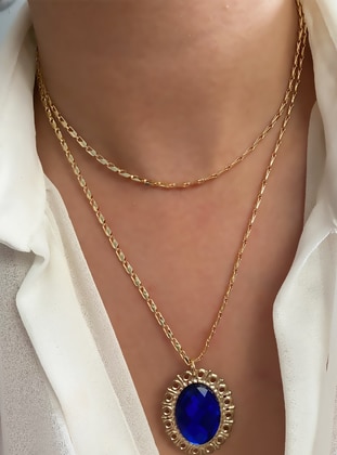 Gold - Blue - Necklace - im Design