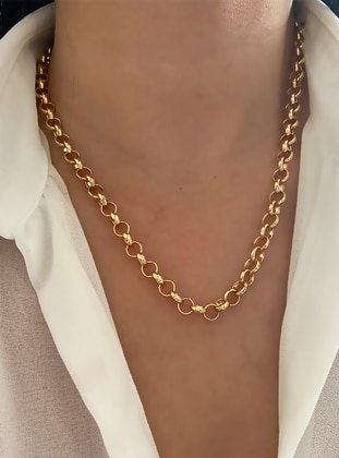 Ring Classic Chain Necklace 50Cm Gold Color