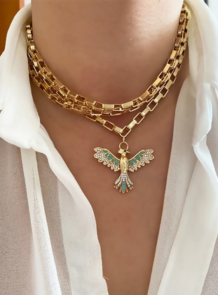 Gold - Green - Necklace - im Design
