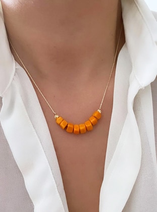 Gold - Orange - Necklace - im Design