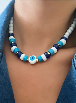 White - Blue - Necklace - im Design