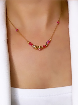 Gold - Pink - Necklace - im Design
