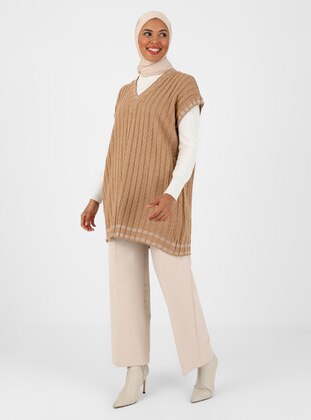 Mink - Unlined - Stripe - Mink - Knit Sweater - Vav