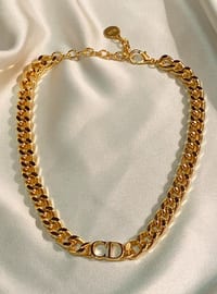 Thick Chain Gold Color Color Necklace With Letters Gold Color