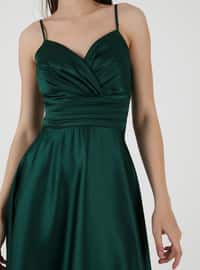 Unlined - Emerald - Double-Breasted - Evening Dresses