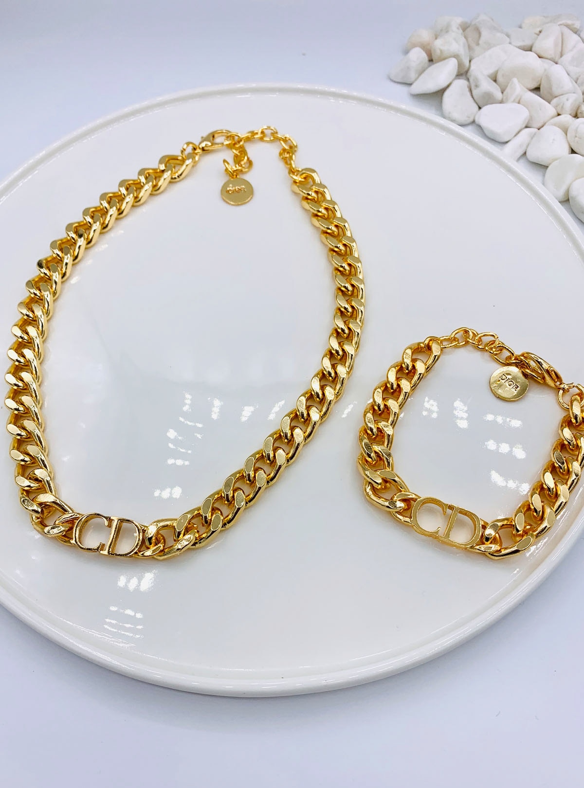 Necklace Bracelet Set Gold Color