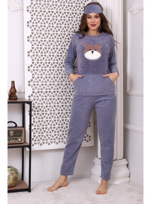 F3010 Plush Welsoft Fleece Panda Pocket Women Pajama Set