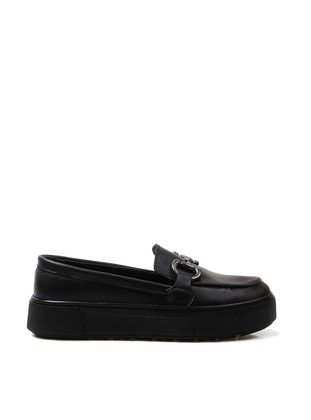 Genuine Leather Women Casual Shoes 881Za3011 Black