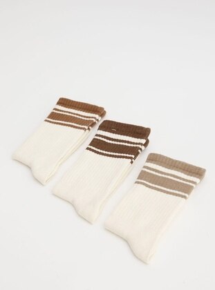 Thıck Strıped Socks Set Dust Color