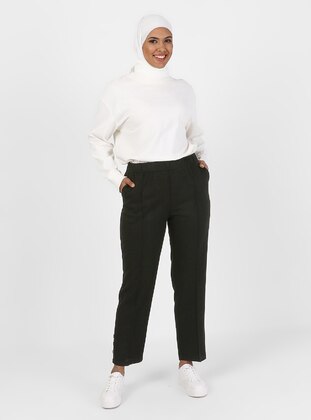 Plus Size Pants With Elastic Waistband Black