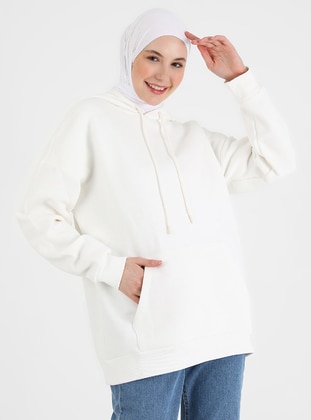 Hooded Relaxed Fit Sweatshirt Off White