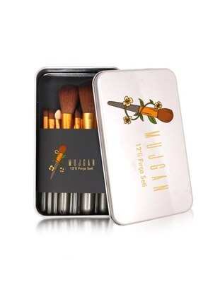 Set of 12 Makeup Brushes - In Stylish Metal Box