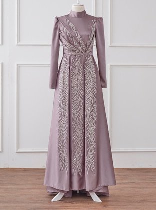 Dusty Rose - Fully Lined - Crew neck - Modest Evening Dress - Lavienza