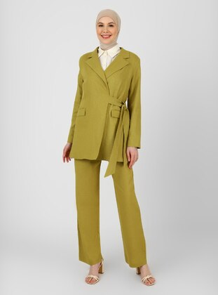 Olive Green - Fully Lined - Shawl Collar - Jacket - Refka