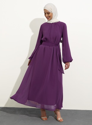 Dusty Lilac - Crew neck - Fully Lined - Modest Dress - Refka