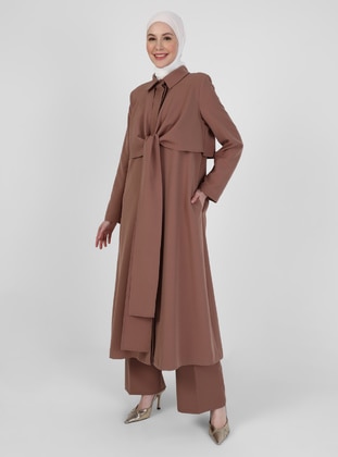 Light Coffe Brown - Fully Lined - Point Collar - Topcoat - Refka