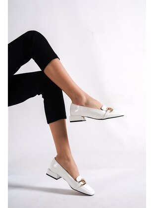 300gr - White - Flat Shoes - Moda Değirmeni