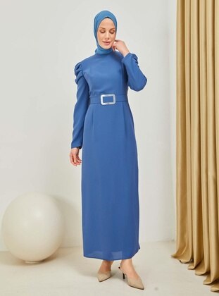 Blue - Fully Lined - Crew neck - 500gr - Modest Evening Dress - Moda Echer