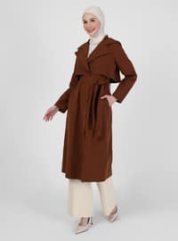 Camel - Unlined - Double-Breasted - Trench Coat