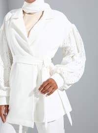 Off White - Fully Lined - Shawl Collar - Jacket