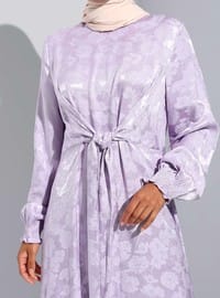 Lilac - Dusty Lilac - Multi - Crew neck - Unlined - Modest Dress