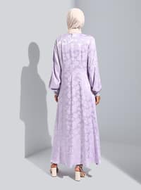 Lilac - Dusty Lilac - Multi - Crew neck - Unlined - Modest Dress