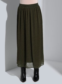 Black - Khaki - Polka Dot - Fully Lined - Plus Size Skirt