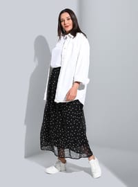 Black - White - Polka Dot - Fully Lined - Plus Size Skirt