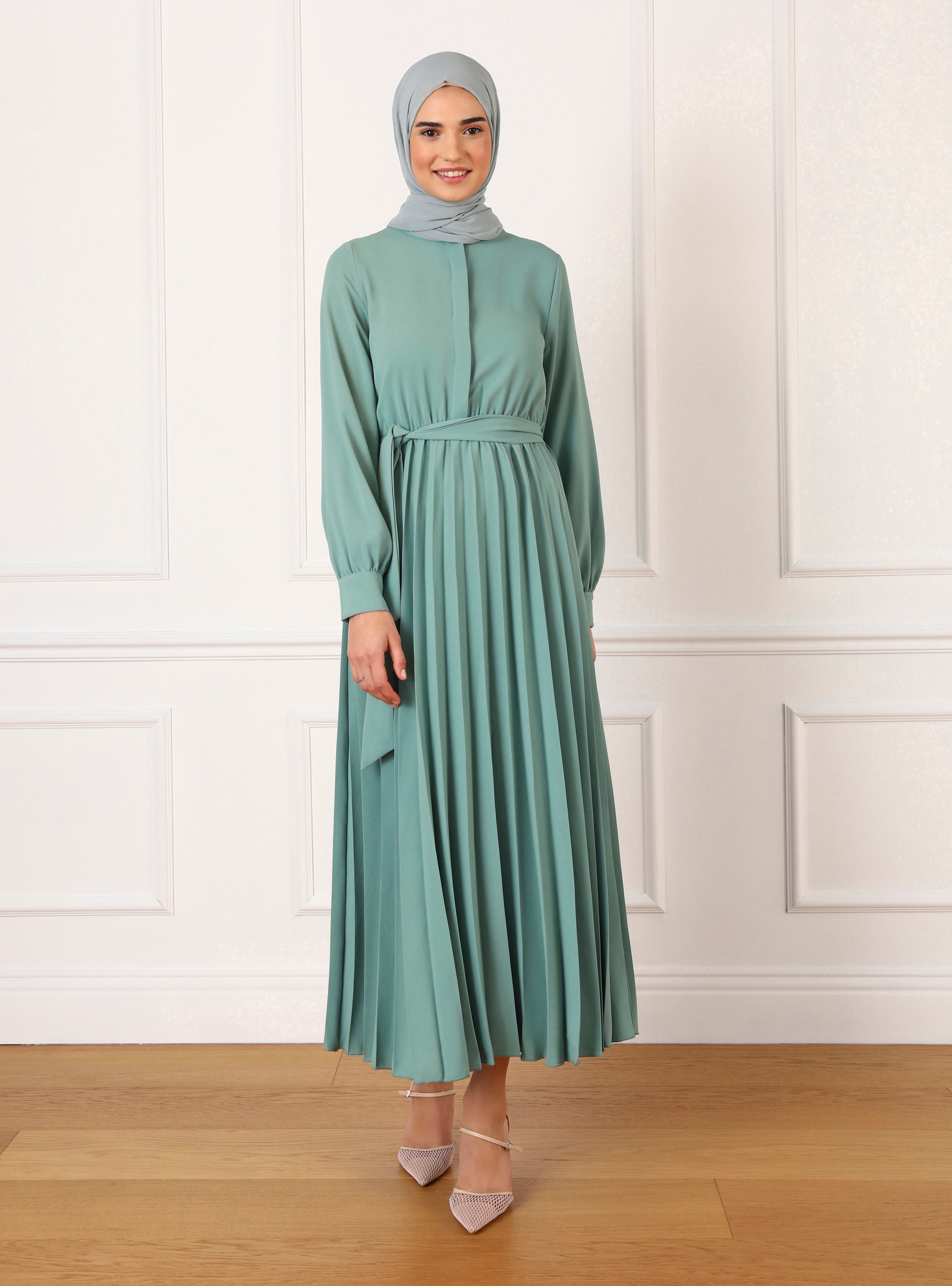 Green Almon - Unlined - Modest Dress