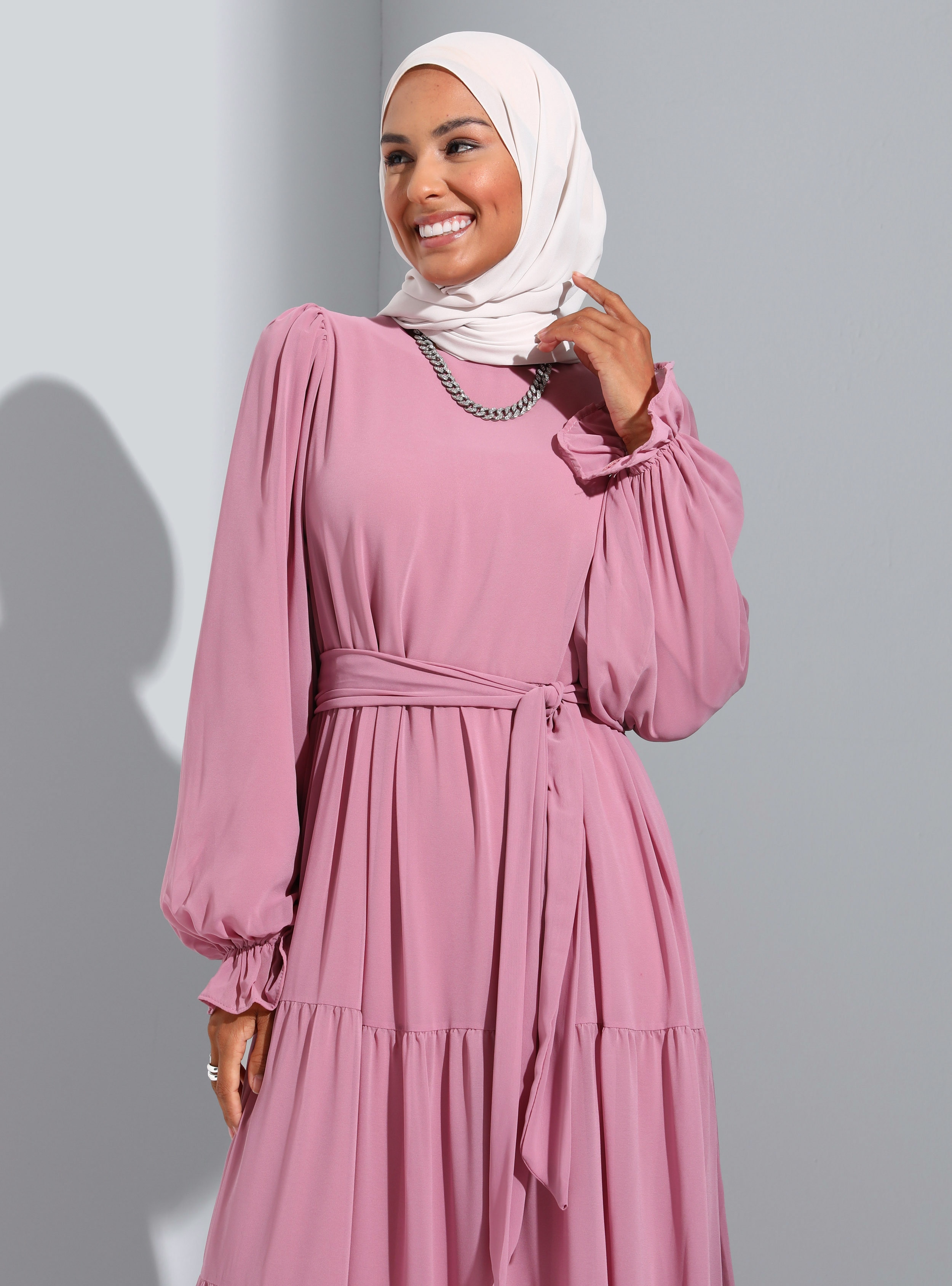 Dusty Rose - Crew neck - Fully Lined - Modest Dress