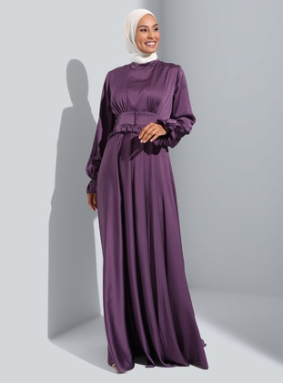 Lilac - Unlined - Polo neck - Modest Evening Dress - Refka