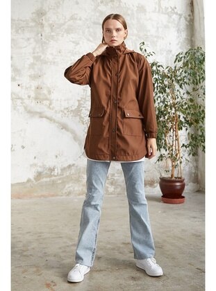 Brown - Trench Coat - InStyle