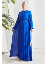 Pleated Limelda Chiffon Dress Sax Blue