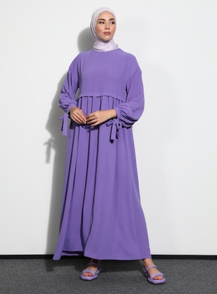 Vintage Purple - Crew neck - Unlined - Modest Dress - Benin