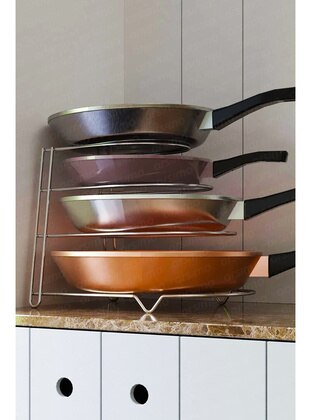 4-Tier Metal Pan Pot Rack Pan Organizer Organizer Kitchen Rack Chrome